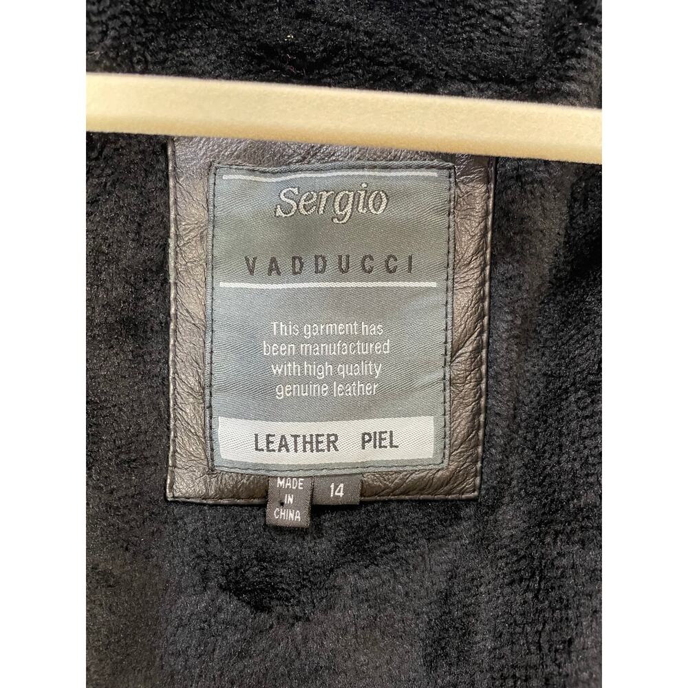Y2K Vintage Sergio Vadducci Leather Jacket Size 14 Removable Liner Bomber Biker - Picture 4 of 7
